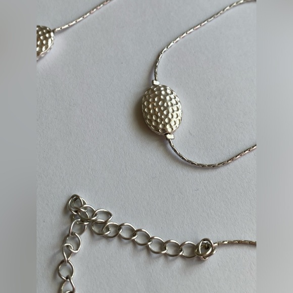 Long Silver Tone Chain Necklace with Large Silver Tone Beads - Picture 3 of 5